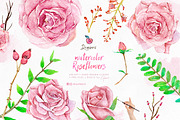 Roses Watercolor floral frames 028, an Illustration by Drawberx (Thumbnail 2 of 10)