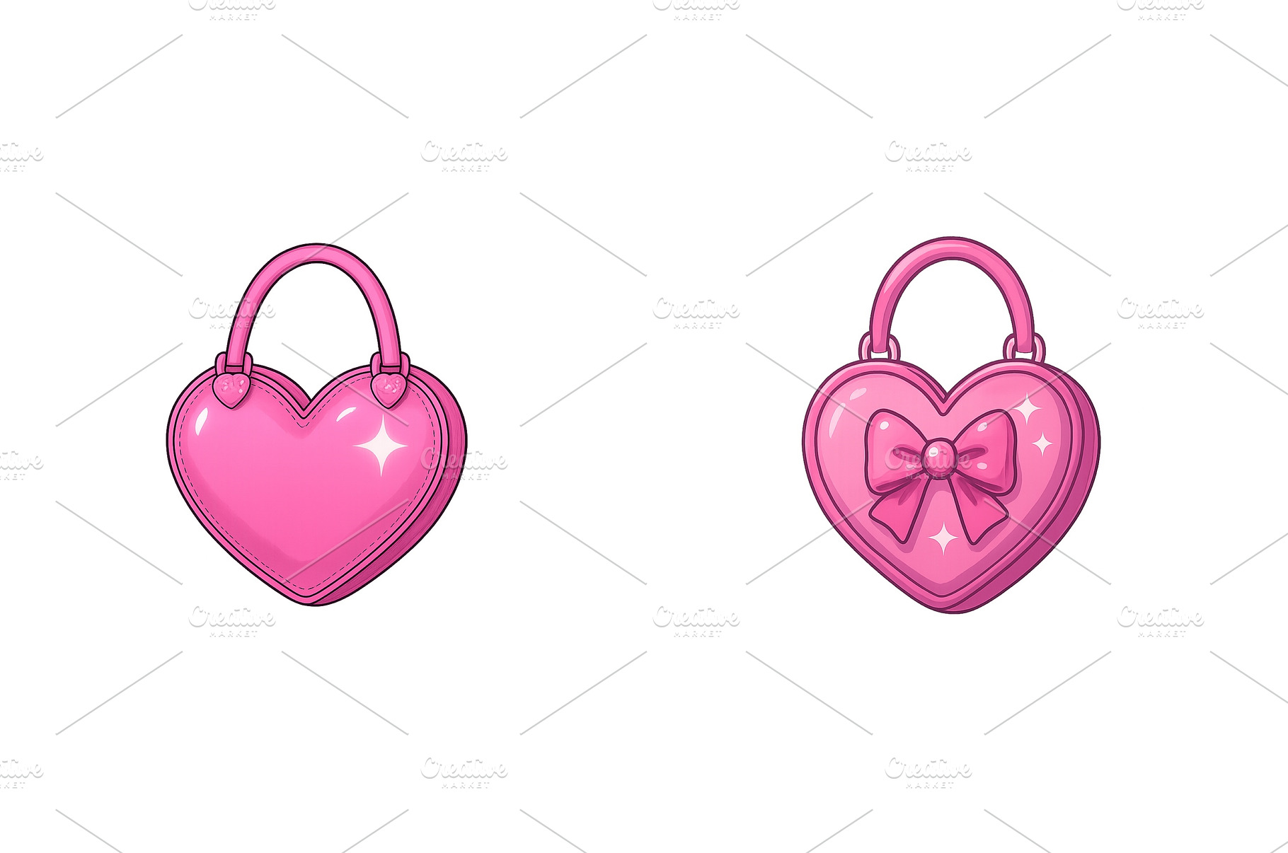 Heart-shaped bags in vibrant pink, a Beauty & Fashion Photo by ZinetroN