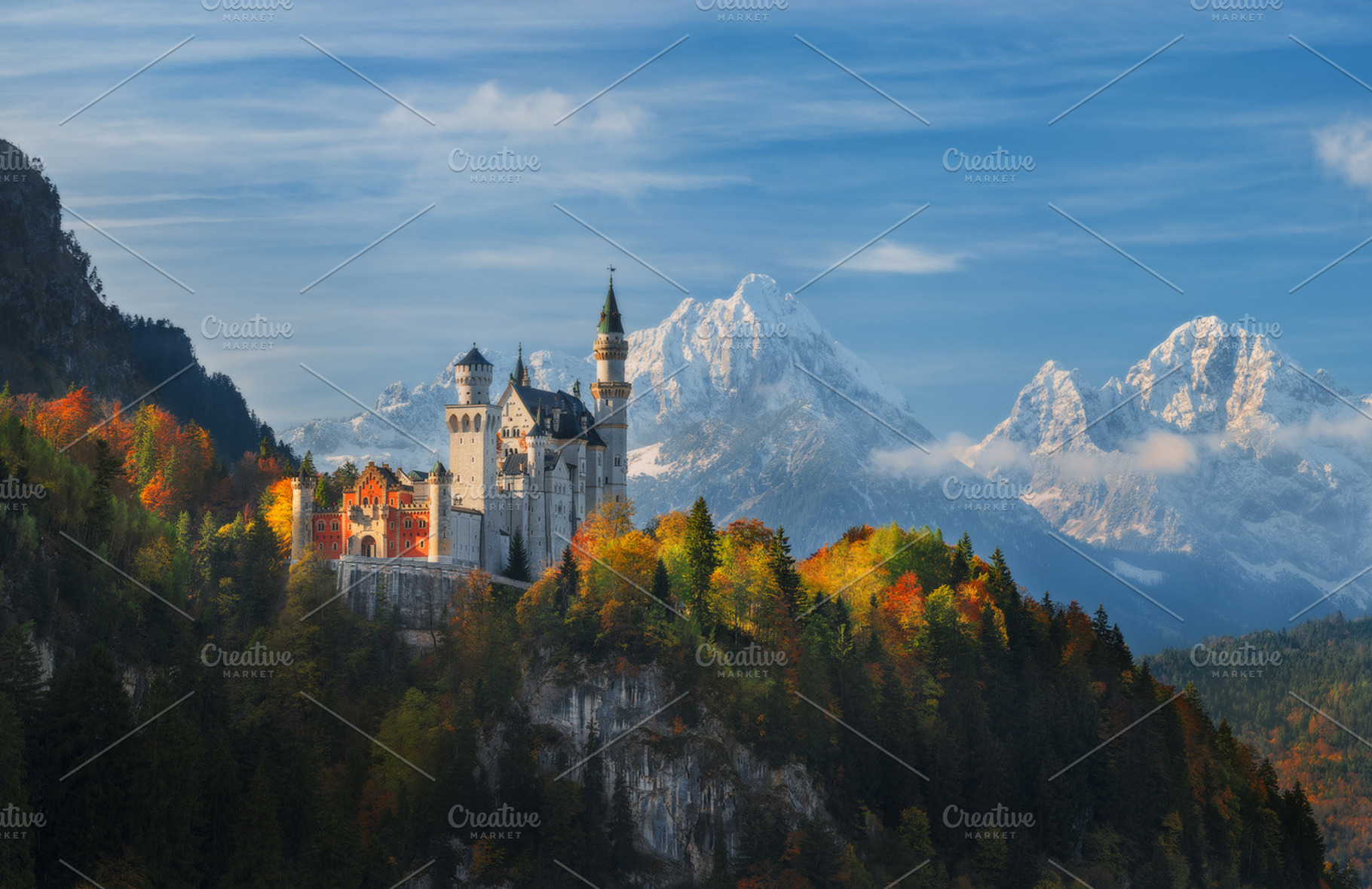 Panorama neuschwanstein castle web containing alpine, alps, and architecture, a Nature Photo by naumenkophotographer