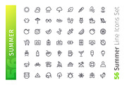Summer Line Icons Set, an Outline Icon by Voysla's Shop (Thumbnail 2 of 4)