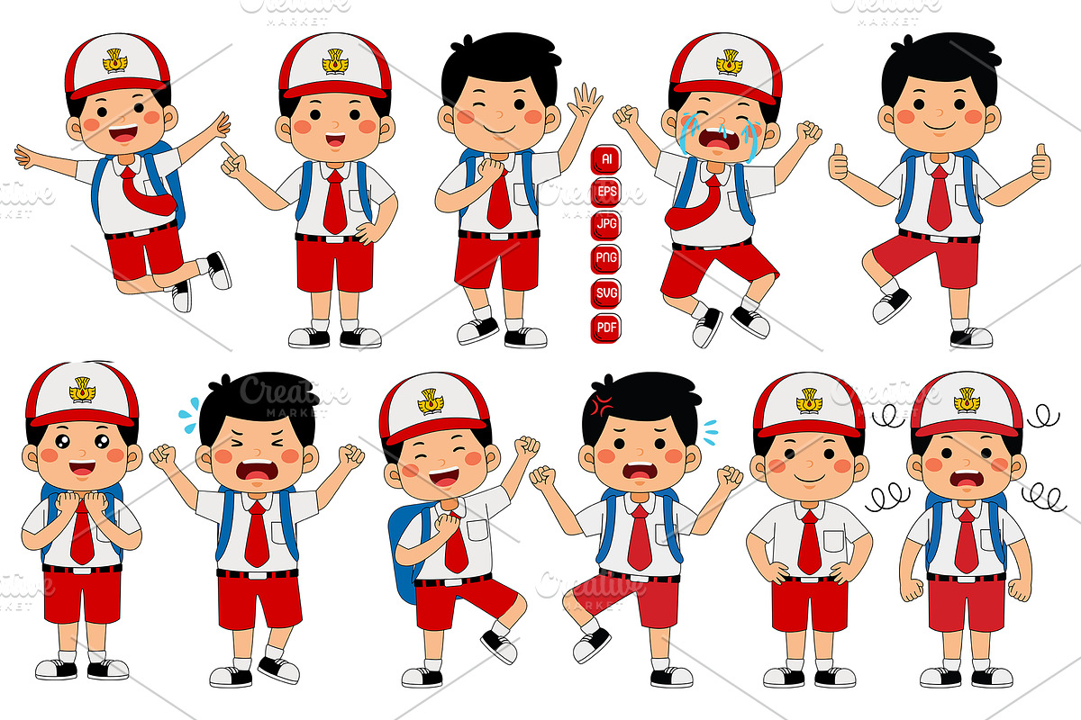 Indonesian Boy Student Expression, an Education Illustration by MEDZ (Photo 2 of 2)