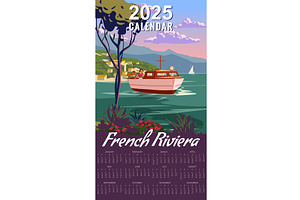 Calendar Monthly 2025 French Riviera