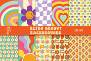Retro Groovy Backgrounds, a Background Graphic by Cool Worker (Thumbnail 1 of 7)