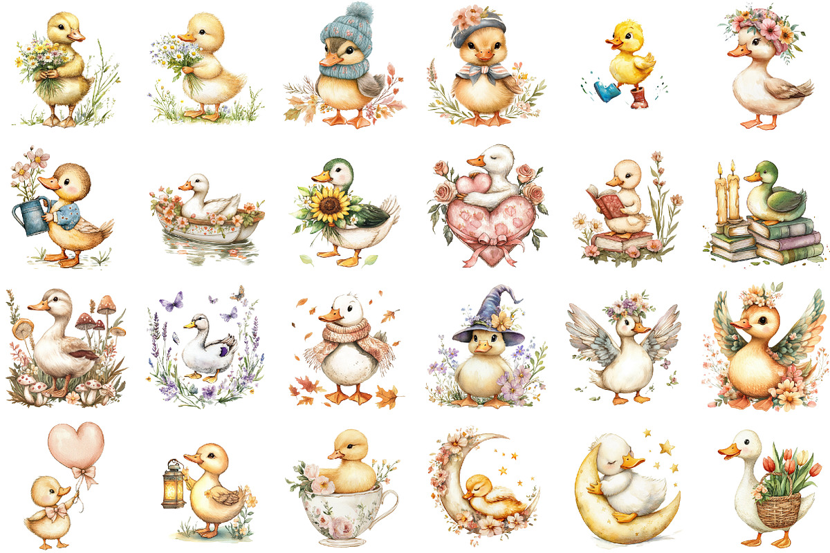 Whimsical Duck Clipart Bundle, a Seasonal Illustration by designcity5 (Photo 2 of 5)