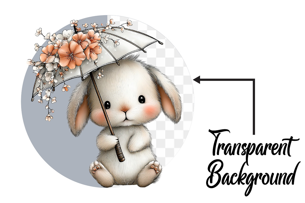 Watercolor Bunny Clipart, an Illustration by Pixels.Craft (Photo 2 of 6)