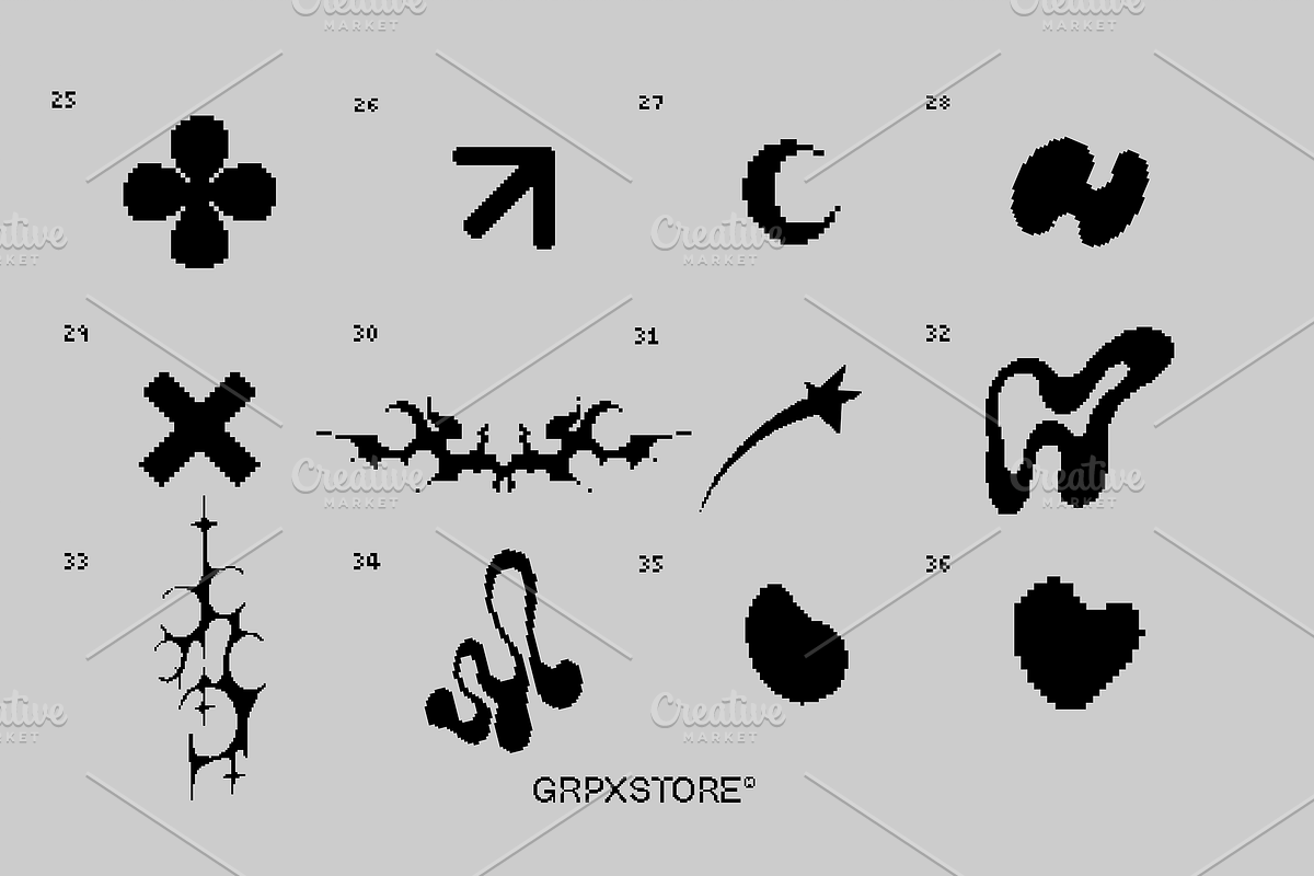 46 Pixel Art Y2K Neotribal Vectors, a Decorative Illustration by GRPXSTORE (Photo 4 of 5)
