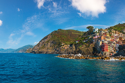 Manarola from ship, Cinque Terre, a Nature Photo by YuriyB