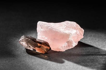 Rose Quartz and Smoky Quartz mineral, a Nature Photo by Andriana Syvanych