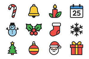 Christmas icons holiday elements, a Branding & Logo Template by Vectorium Studio