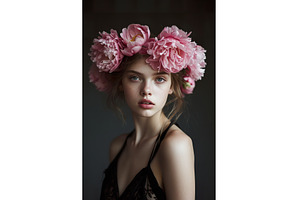 Young female with pink floral crown, a Beauty & Fashion Photo by Lermont51