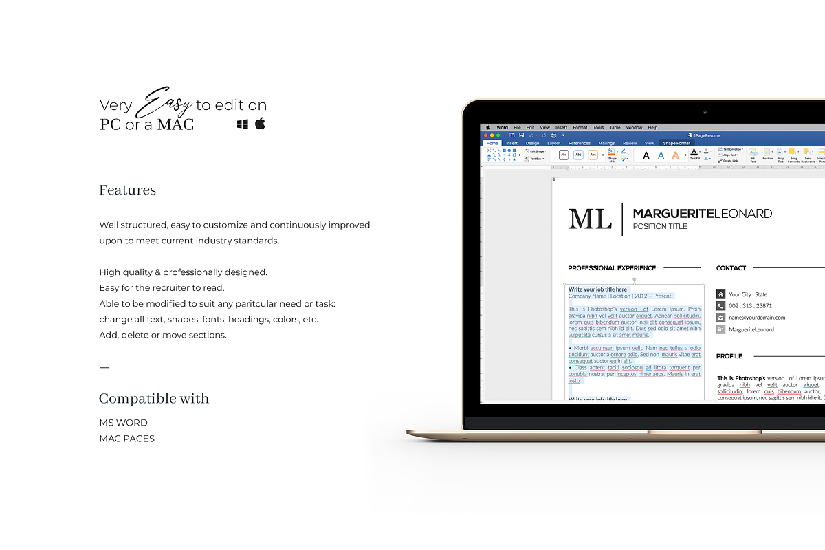 Resume compatible with Word & Pages, a Resume Template by GraphicFlava (Photo 6 of 8)