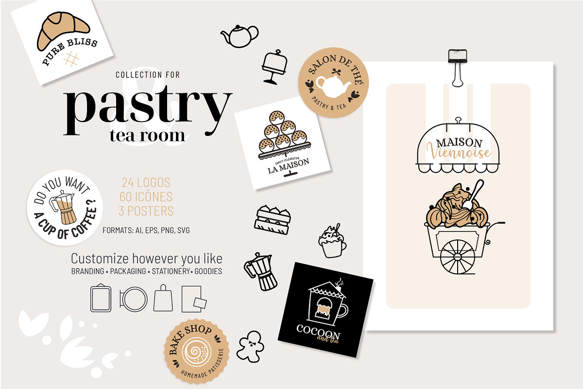 Bakery & Tea Shop Branding Pack, an Outline Icon by AnneCeline (Photo 1 of 9)