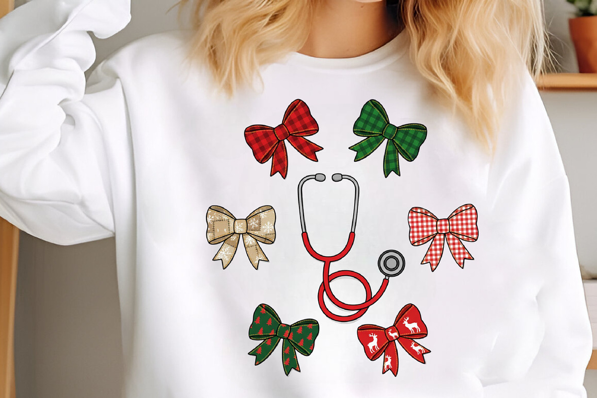 Patchwork Christmas Nurse Bow Png, an Illustration by SinaCreation (Photo 3 of 7)