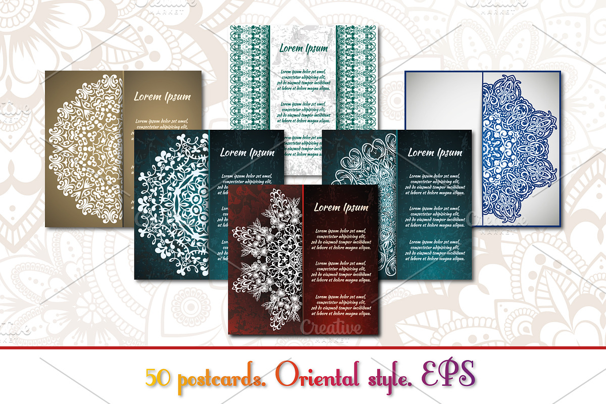 Vintage greeting cards with mandala, a Business Card Template by BEZIL-ART (Photo 1 of 7)