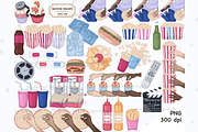 Movie Night Clipart, a Food Illustration by GlamArtZhanna (Thumbnail 2 of 3)