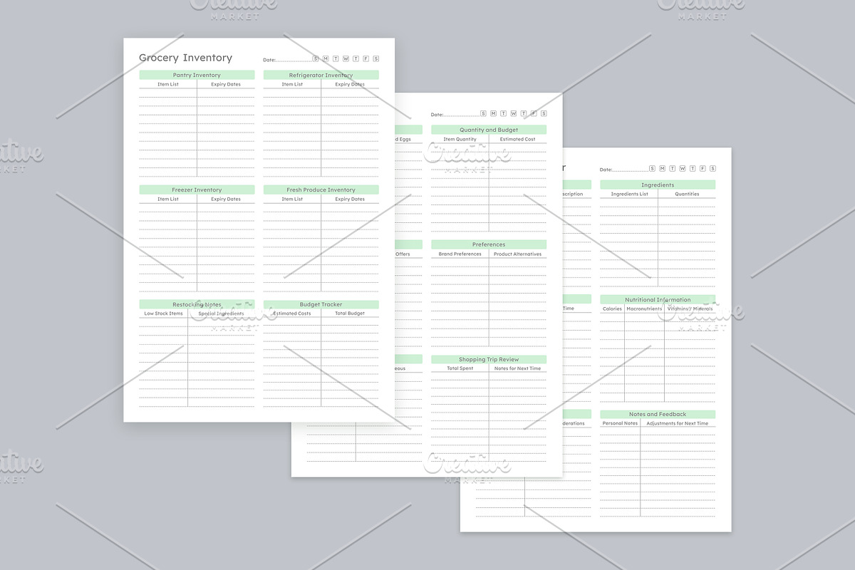 Meal Planning Pages Set V-17, a Stationery Template by shahsoft (Photo 2 of 3)