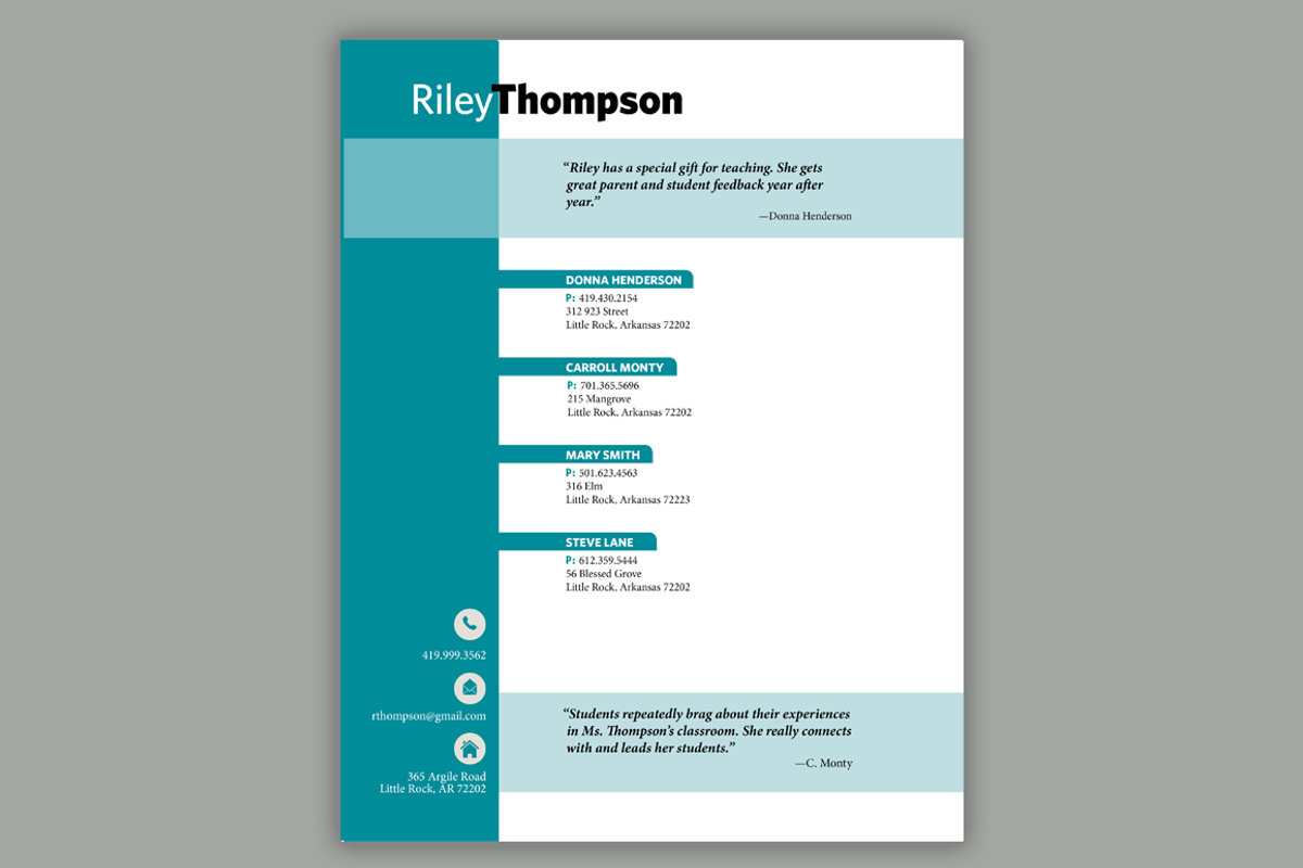 Teal Teacher Resume Template, a Resume Template by Scribbled Napkin Design (Photo 4 of 4)