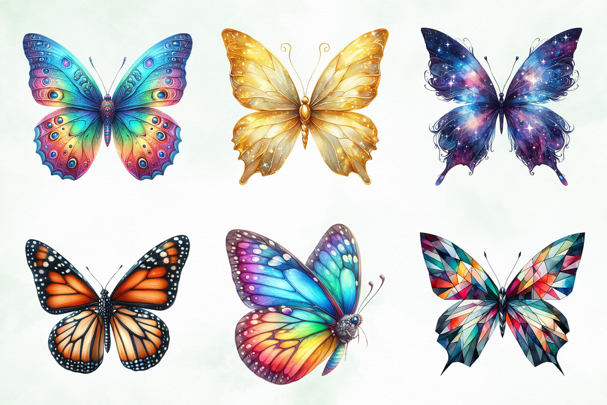 Watercolor Colorful Butterfly Png, an Illustration by Creative Art (Photo 2 of 9)