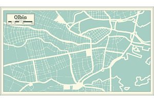 Olbia Italy City Map In Retro Style.