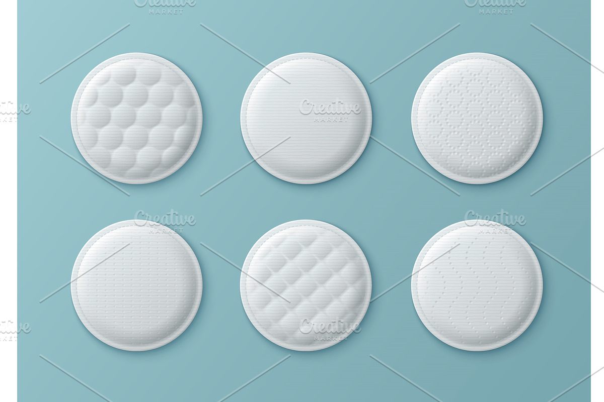 Set of white round cotton pads, an Object Illustration by art PVP - market