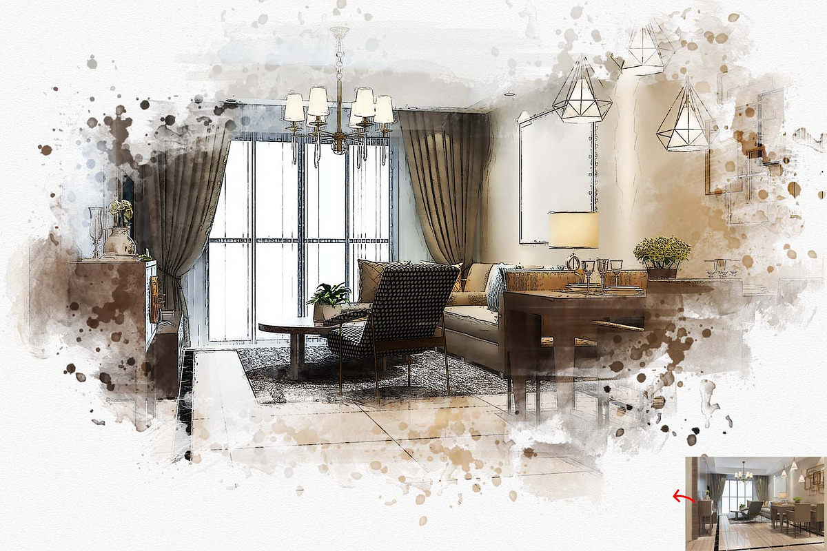 Interior Watercolor Painting, an Action Add-On by MRI STUDIO (Photo 5 of 11)