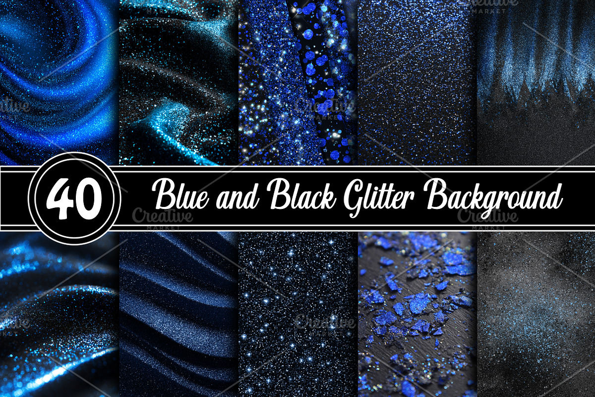 Blue and Black Glitter Background, a Texture Illustration by RobertsArt