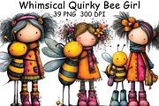 Whimsical Quirky Bee Girl Clipart, an Illustration by CraftArtStudio (Thumbnail 1 of 6)