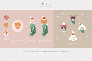 Christmas Dogs Vector Collection