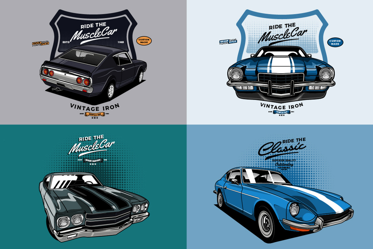 Classic Car Vector Pack vol 3, a Transportation Illustration by The BolzStudio (Photo 7 of 13)