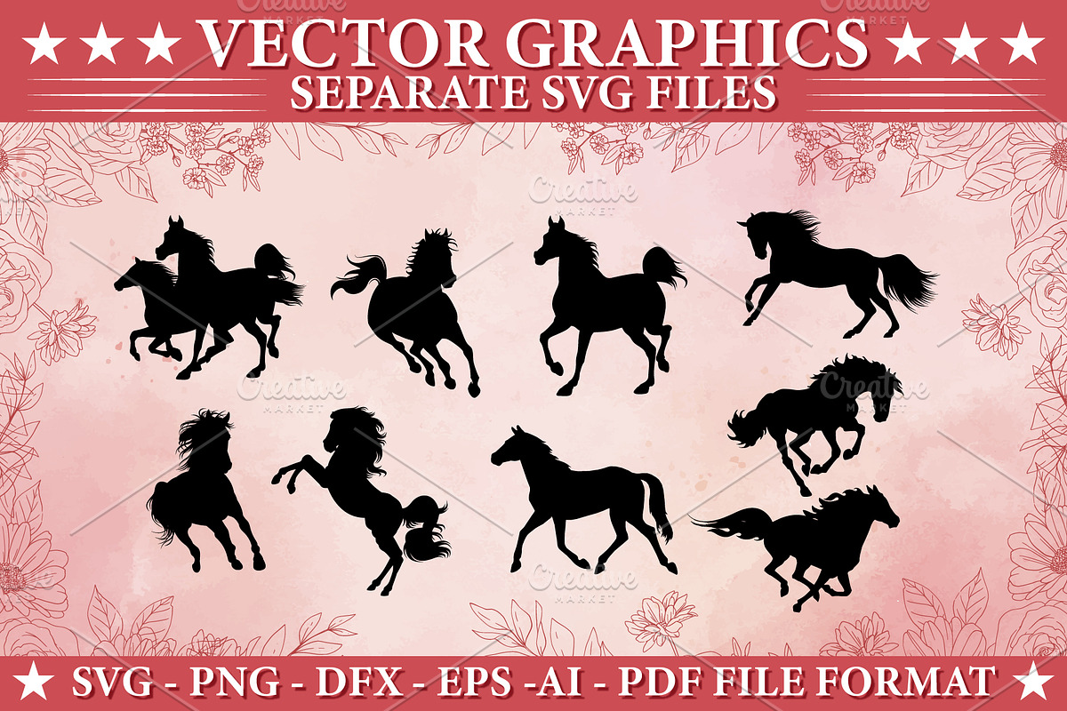 Horse black silhouette SVG, an Animal Illustration by Smix Ryo