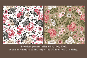 Seamless Flowers Peonies Chamomile