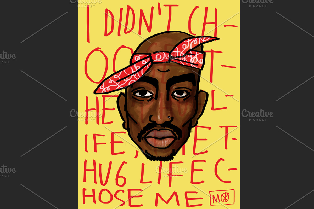 2Pac Fanart by MO, an Illustration by www.miguelotalora.com, image size:1200x800