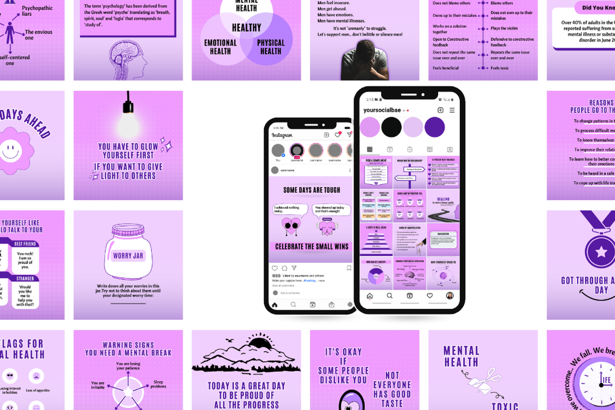 Mental Health Instagram Templates, a Social Media Template by Your Social Bae (Photo 2 of 6)