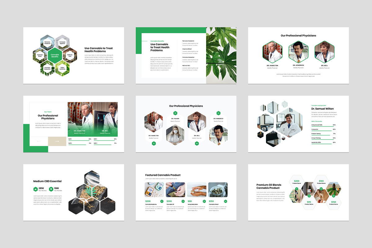 Cannabis PowerPoint Template, a Presentation Template by Flat Icons