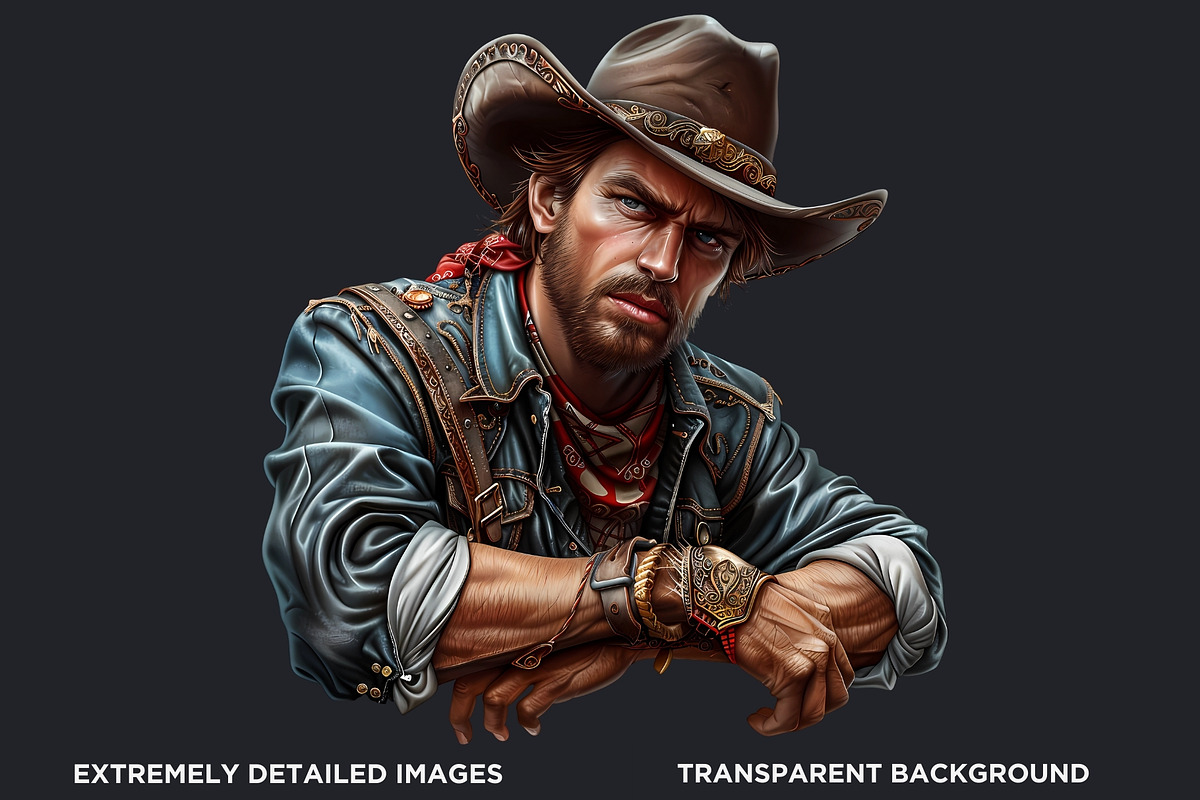 Western Cowboy Portrait clipart, a Person Illustration by ThatsDesignArt (Photo 3 of 10)