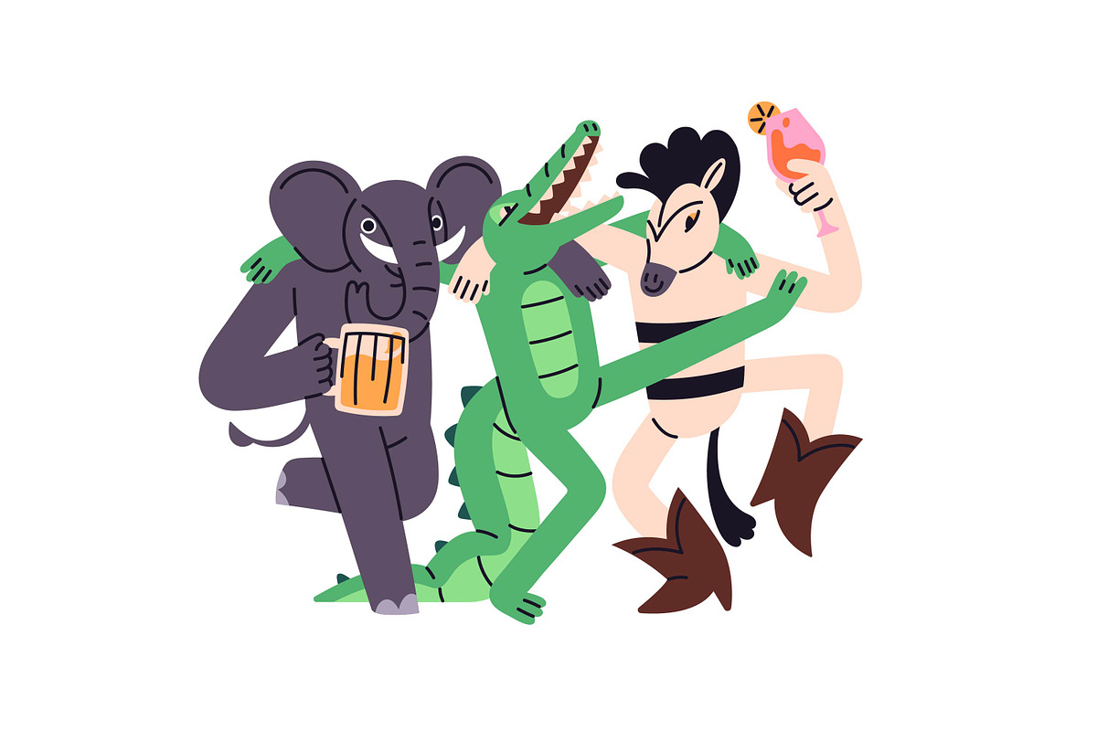 Party animals celebrate holiday set, an Animal Illustration by PaperTrident (Photo 2 of 22)