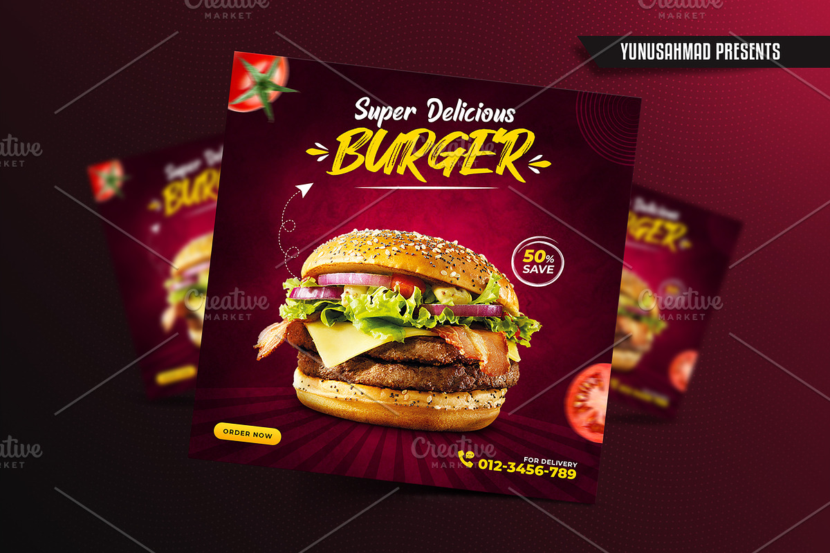 Fast Food Instagram Post Template, a Social Media Template by Yunus Ahmad (Photo 4 of 5)