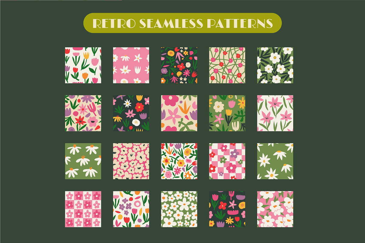 Retro Flower Seamless Patterns, a Pattern Graphic by AnnArt (Photo 8 of 8)