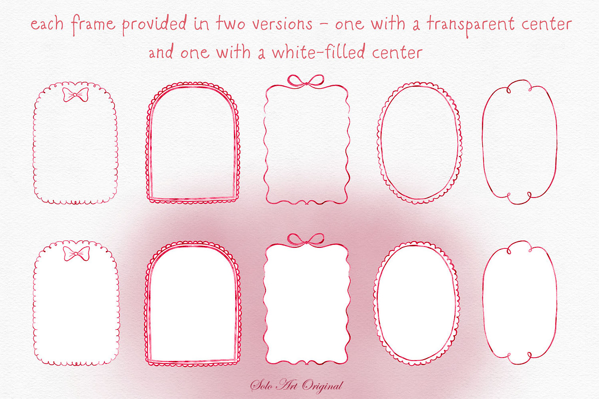 Watercolor Red Frames Borders, an Object Graphic by Solo Art Original (Photo 4 of 14)