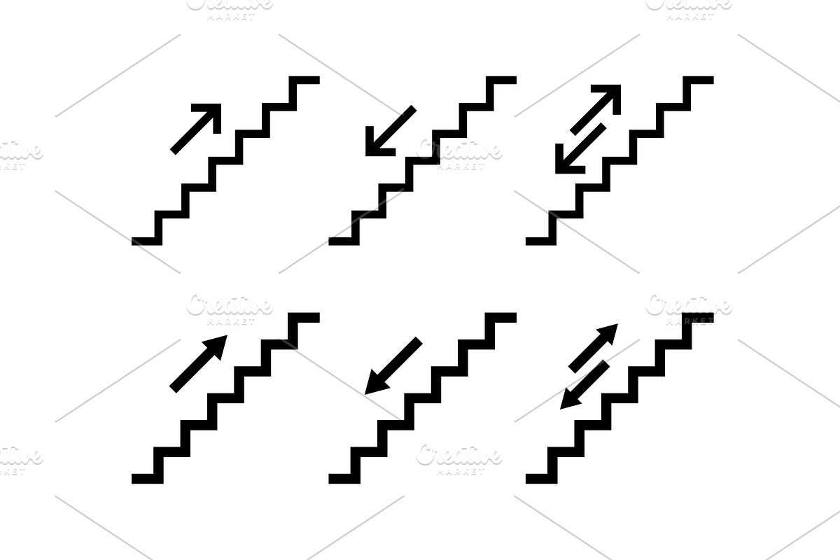 Man walking stairs, up and down, an Illustration by UP-Studio