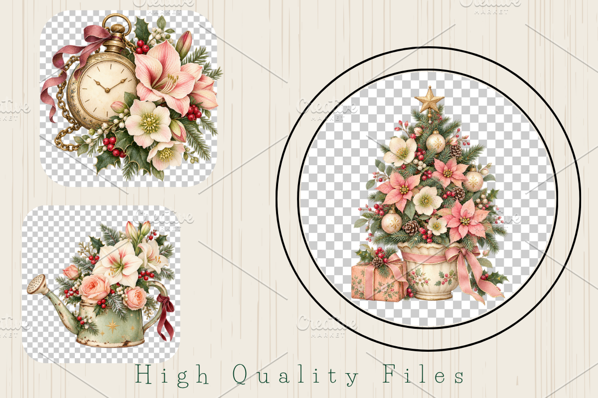 Whimsical Cottage Christmas Cliparts, a Decorative Illustration by Ink Gallery (Photo 3 of 7)