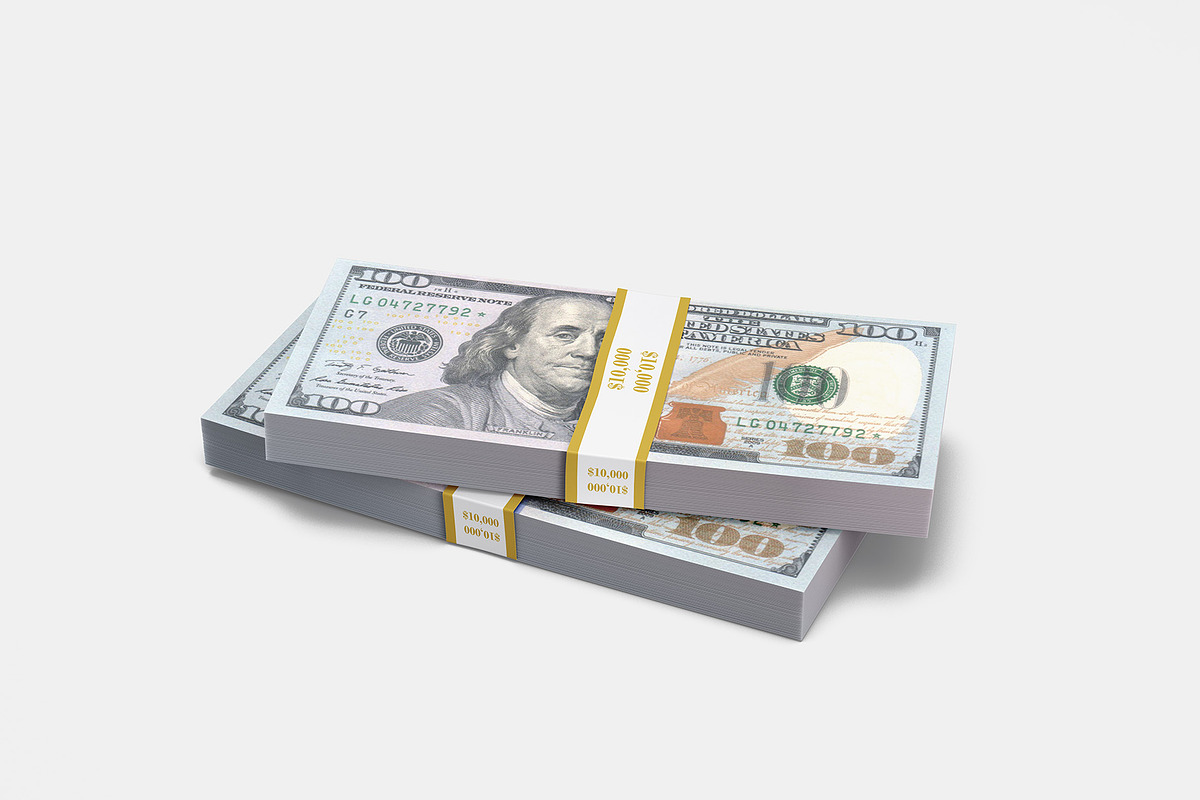 Money Stacks Mockups v.1 - 4 views, a Merchandise Mockup by Illusiongraphic (Photo 5 of 16)