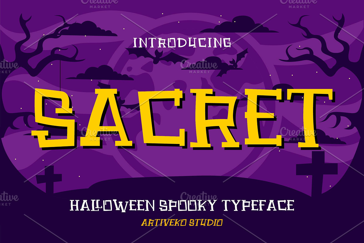 Sacret Display Halloween Font, a Serif Font by Artiveko (Photo 1 of 7)