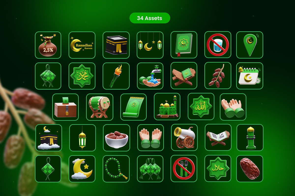 Ramadhan Kareem 3D Icons, an Object 3D Model by Azam Creative (Photo 5 of 5)
