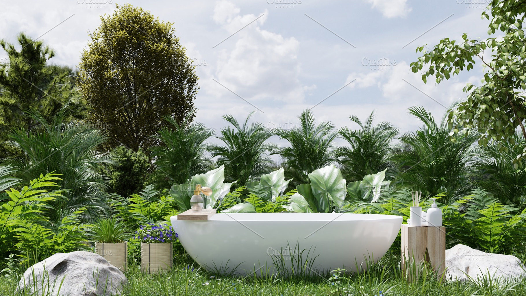 Bathtub on ground grass, a Nature Photo by vanitjan