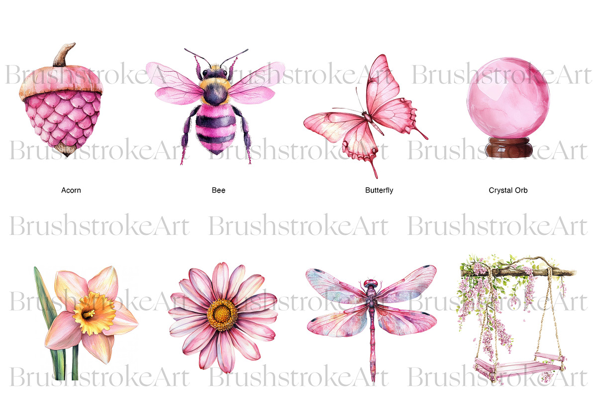Pink Fairy Clipart, Watercolor Fairy, a Decorative Illustration by BrushstrokeArtGB (Photo 3 of 9)