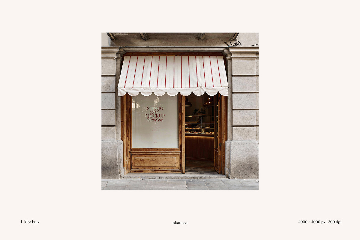 Storefront Window & Awning Mockup, an Advertising Mockup by nkate (Photo 2 of 6)