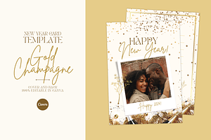 New Year GREETING CARD CANVA TEMPLAT, a Card Template by The Little Lily Studio