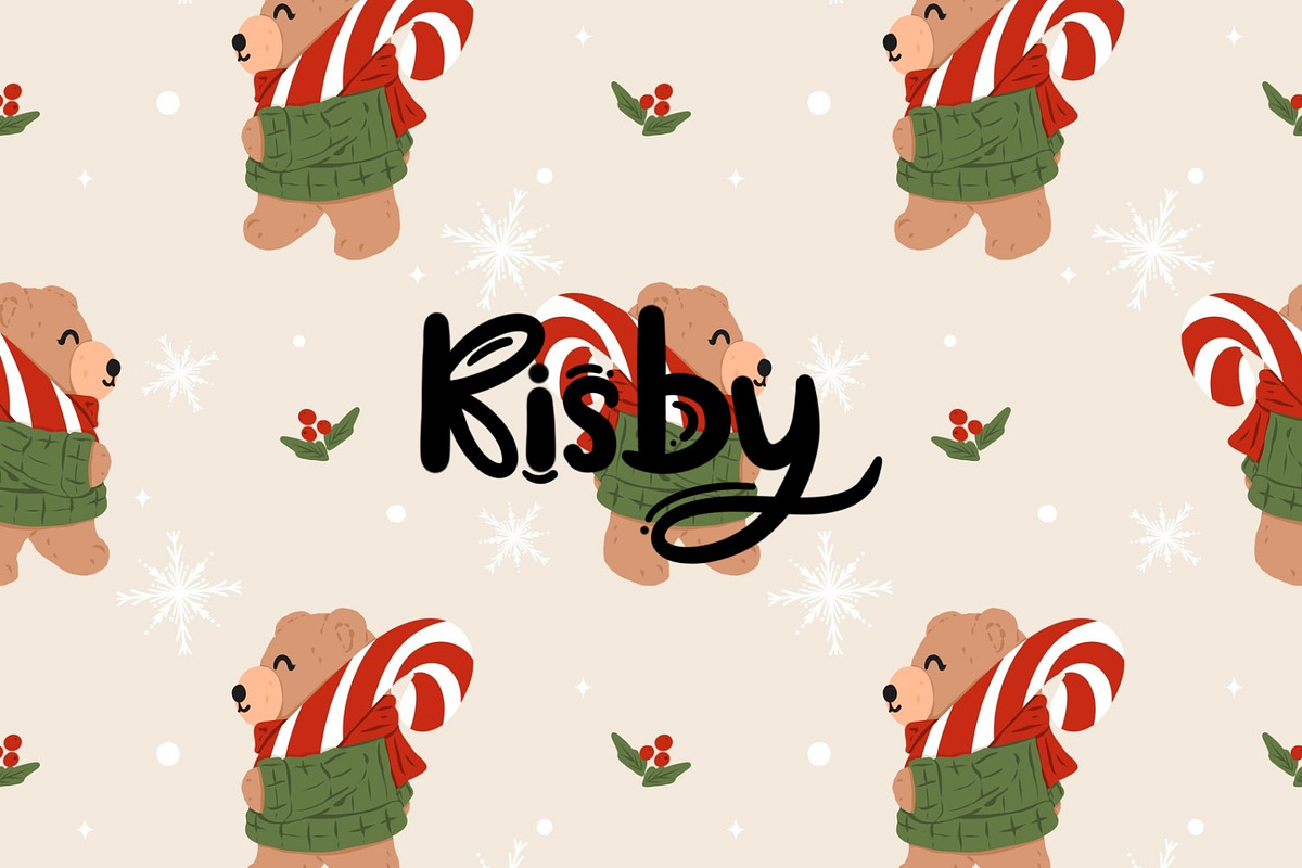Christmas Bear Candy Cane Seamless, a Pattern Graphic by KisbyArt (Photo 1 of 3)