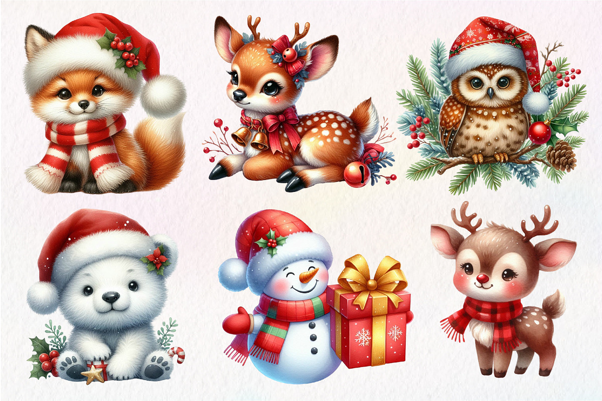 Cute Christmas Animals PNG, an Illustration by Dream Creation (Photo 6 of 6)